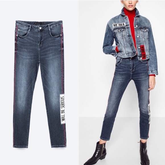 Zara Denim - 🌹ZARA | Patch Tuxedo stripe NO IDEA WILL BE SERI